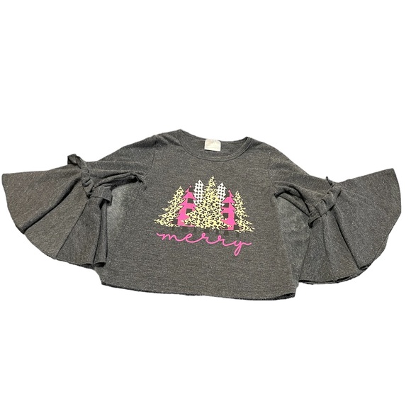 Other - Gray Ruffled Merry Christmas Tree Graphic Design Long Sleeve